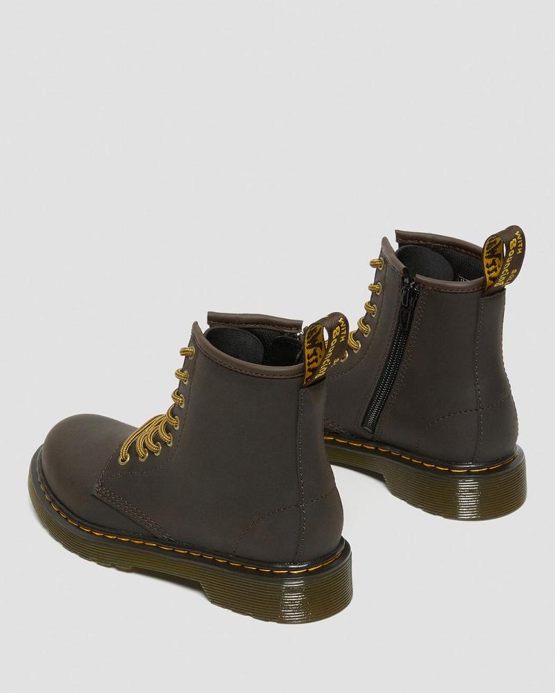 Dr Martens Junior 1460 Wildhorse Læder Snørestøvler Børn Mørkebrune | DK 690NWY